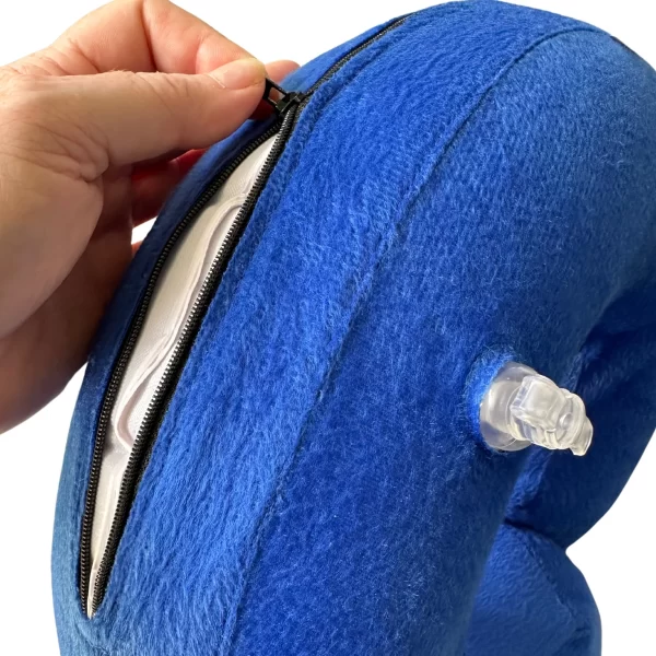 Detailed view of the removable coveron Healing Halo Inflatable Recovery Collar, for cleaning.