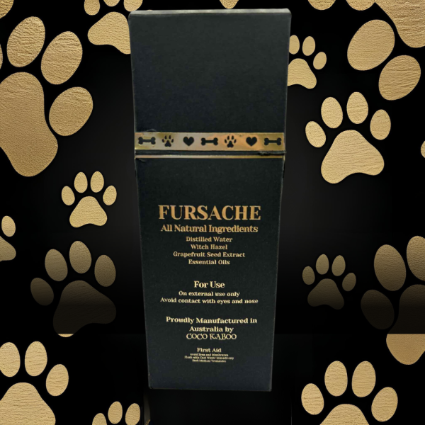 Fursache natural dog deodoriser – ingredients list and usage instructions on packaging